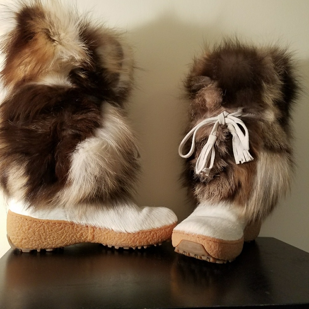 Italian Oscar Fox Fur boots White size 40